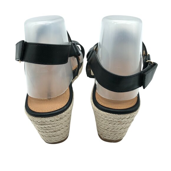 Comfortview Lilou Sandals Wedge Heel Slingback Faux Leather Black 11M - Picture 3 of 5